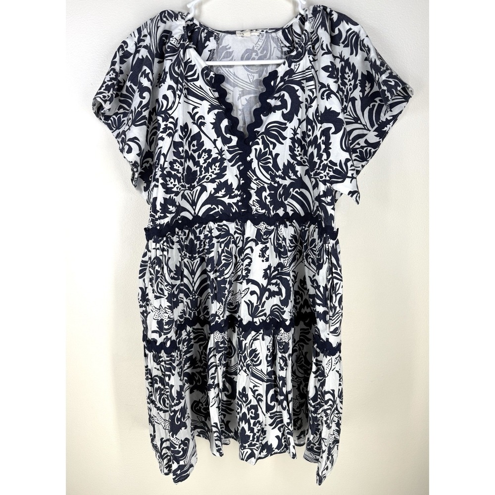 Jodifl Floral Tiered Ruffle Cap Sleeve Mini Dress Women's Size S Lined Pockets